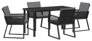 VidaXL Kert étkező szett 5 pcs Fekete Poli rattan