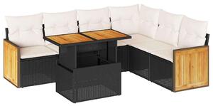 VidaXL Polyrattan Kerti Ülőgarnitúra - 7 részes - Fekete