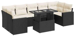 VidaXL Polyrattan Kerti Ülőgarnitúra - 8 részes - Fekete