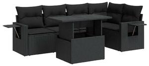 VidaXL Polyrattan Kerti Ülőgarnitúra - 6 részes - Fekete