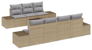 8 Darabos Kert Sofa Szett Párnákkal Bézs Poli Rattan
