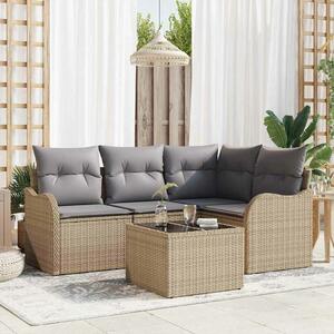 VidaXL Kerti Kanapé Szett párnával 5 pcs Bézs Poli rattan