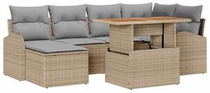 VidaXL Kerti Kanapé Szett tárolóval 7 pcs Bézs Poli rattan