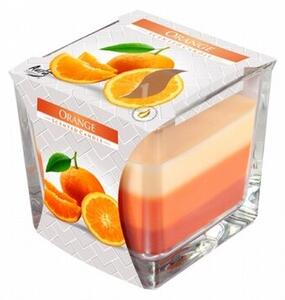 Narancs szivárvány gyertya üvegben, 170 g
