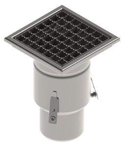 STAINLESS inox padlóösszefolyó – 200×200 mm, csúszásgátló rács, függőleges kimenet DN110