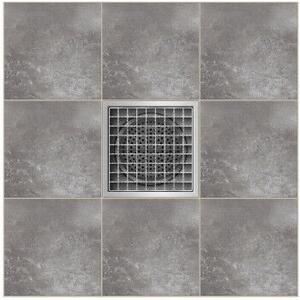 STAINLESS inox padlóösszefolyó – 200×200 mm, csúszásgátló rács, függőleges kimenet DN110