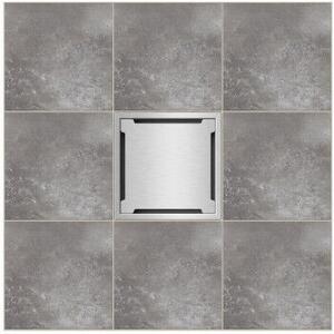 STAINLESS inox padlóösszefolyó – 250×250 mm, réses fedlap, függőleges kimenet DN110