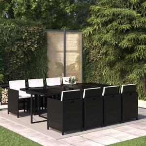 Polyrattan Kerti Étkezőgarnitúra - 9 részes - Fekete