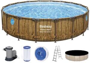 Bestway: Power Steel Swim Vista prémium fa hatású fémvázas medence szett - 488 x 122 cm