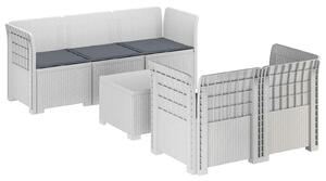 VidaXL 5 személyes kerti kanapé párnákkal, rattan hatású, PP fehér