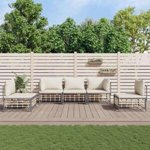 VidaXL 5-részes antracitszürke polyrattan kerti ülőgarnitúra párnákkal