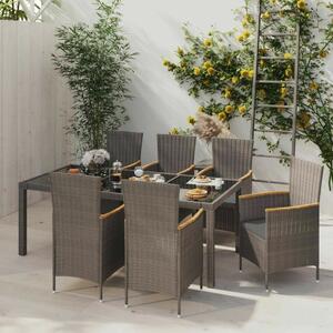Kültéri Étkezőgarnitúra - 7 részes - Rattan - 190x90cm