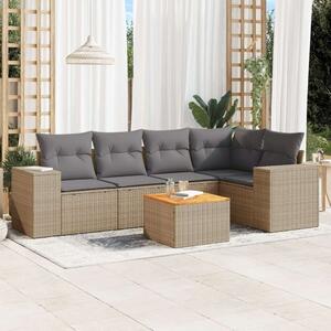 VidaXL Polyrattan Kerti Ülőgarnitúra - 6 részes - Bézs