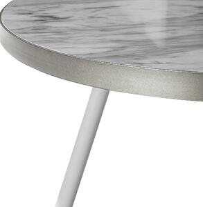 Fehér és ezüst márványhatású dohányzóasztal ⌀ 61 cm RAMONA