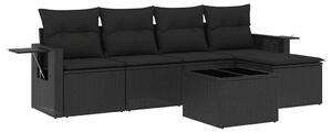 VidaXL Polyrattan Kerti Ülőgarnitúra - 6 részes - Fekete