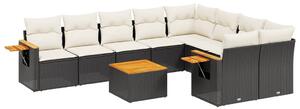 VidaXL Polyrattan Kerti Ülőgarnitúra - 10 részes - Fekete