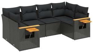 Polyrattan Kerti Ülőgarnitúra - 6 részes - Fekete