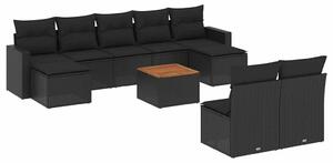 VidaXL Polyrattan Kerti Ülőgarnitúra - 10 részes - Fekete