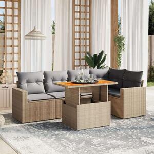 VidaXL Polyrattan Kerti Ülőgarnitúra - 6 részes - Bézs
