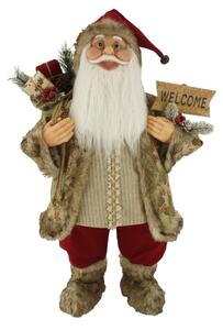 Krémszínű-bordó Santa Claus dekoráció 80cm
