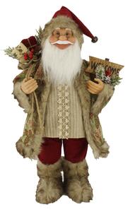 Krémszínű-bordó Santa Claus dekoráció 60cm