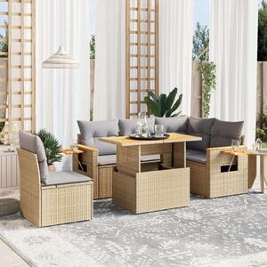 VidaXL Polyrattan Kerti Ülőgarnitúra - 6 részes - Bézs