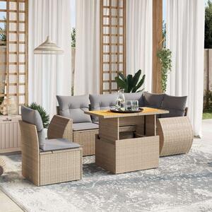VidaXL Polyrattan Kerti Ülőgarnitúra - 6 részes - Bézs