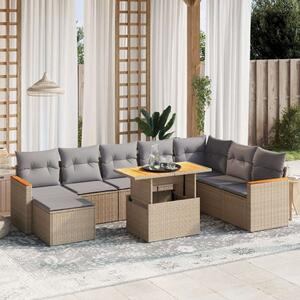 VidaXL Polyrattan Kerti Ülőgarnitúra - 9 részes - Bézs