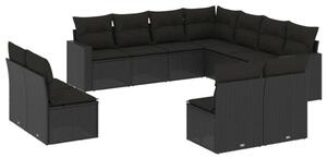 VidaXL Polyrattan Kerti Ülőgarnitúra - 11 részes - Fekete