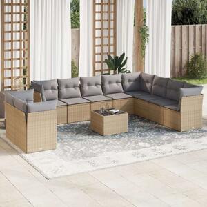 Polyrattan Kerti Ülőgarnitúra - 11 részes - Bézs