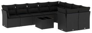 VidaXL Polyrattan Kerti Ülőgarnitúra - Fekete - 10 részes