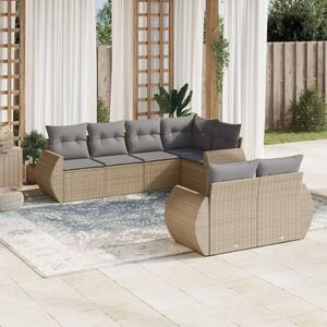 VidaXL Polyrattan Kerti Ülőgarnitúra - 7 részes - Bézs