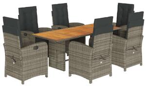 Polyrattan Kerti Étkezőgarnitúra - 7 Személyes - Szürke