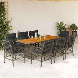 VidaXL Polyrattan Kerti Étkezőgarnitúra - 9 részes - Szürke