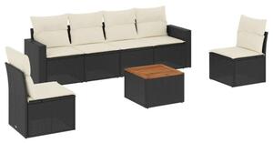 VidaXL Polyrattan Kerti Ülőgarnitúra - 7 részes - Fekete