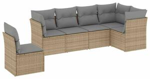 VidaXL Polyrattan Kerti Ülőgarnitúra - 6 részes - Bézs