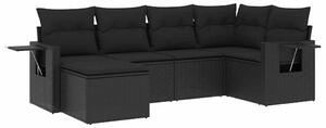 VidaXL Polyrattan Kerti Ülőgarnitúra - 6 részes - Fekete