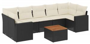 VidaXL Polyrattan Kerti Ülőgarnitúra - 8 részes - Fekete
