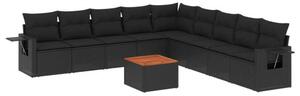 VidaXL Polyrattan Kerti Ülőgarnitúra - 10 részes - Fekete