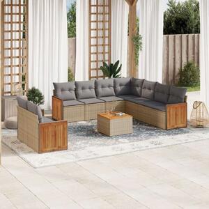 VidaXL Polyrattan Kerti Ülőgarnitúra - 10 részes - Bézs