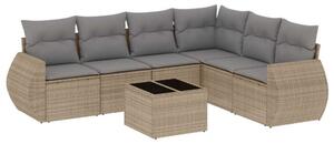 VidaXL Polyrattan Kerti Ülőgarnitúra - 7 részes - Bézs