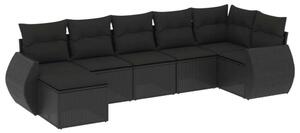 VidaXL 7 részes Polyrattan Kerti Ülőgarnitúra - Fekete