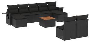 VidaXL Polyrattan Kerti Ülőgarnitúra - 10 részes - Fekete