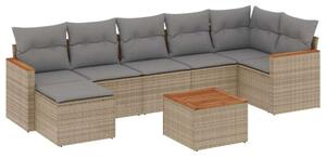 VidaXL Polyrattan Kerti Ülőgarnitúra - 8 részes - Bézs
