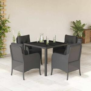 Polyrattan Kerti Étkezőgarnitúra - 5 részes - Fekete
