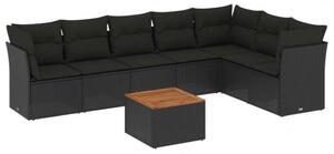 VidaXL Polyrattan Kerti Ülőgarnitúra - 8 részes, Fekete
