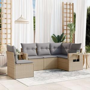 VidaXL Polyrattan Kerti Ülőgarnitúra - 5 részes - Bézs
