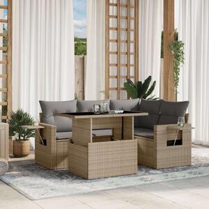 VidaXL 5 részes Polyrattan Kerti Ülőgarnitúra - Bézs