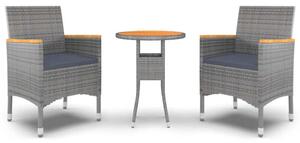 VidaXL 3 részes szürke polyrattan kerti étkezőgarnitúra