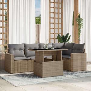 VidaXL Polyrattan Kerti Ülőgarnitúra - 6 részes - Bézs